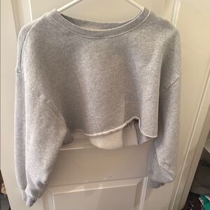 TNA Boxy Gray Long Sleeve Crop Top